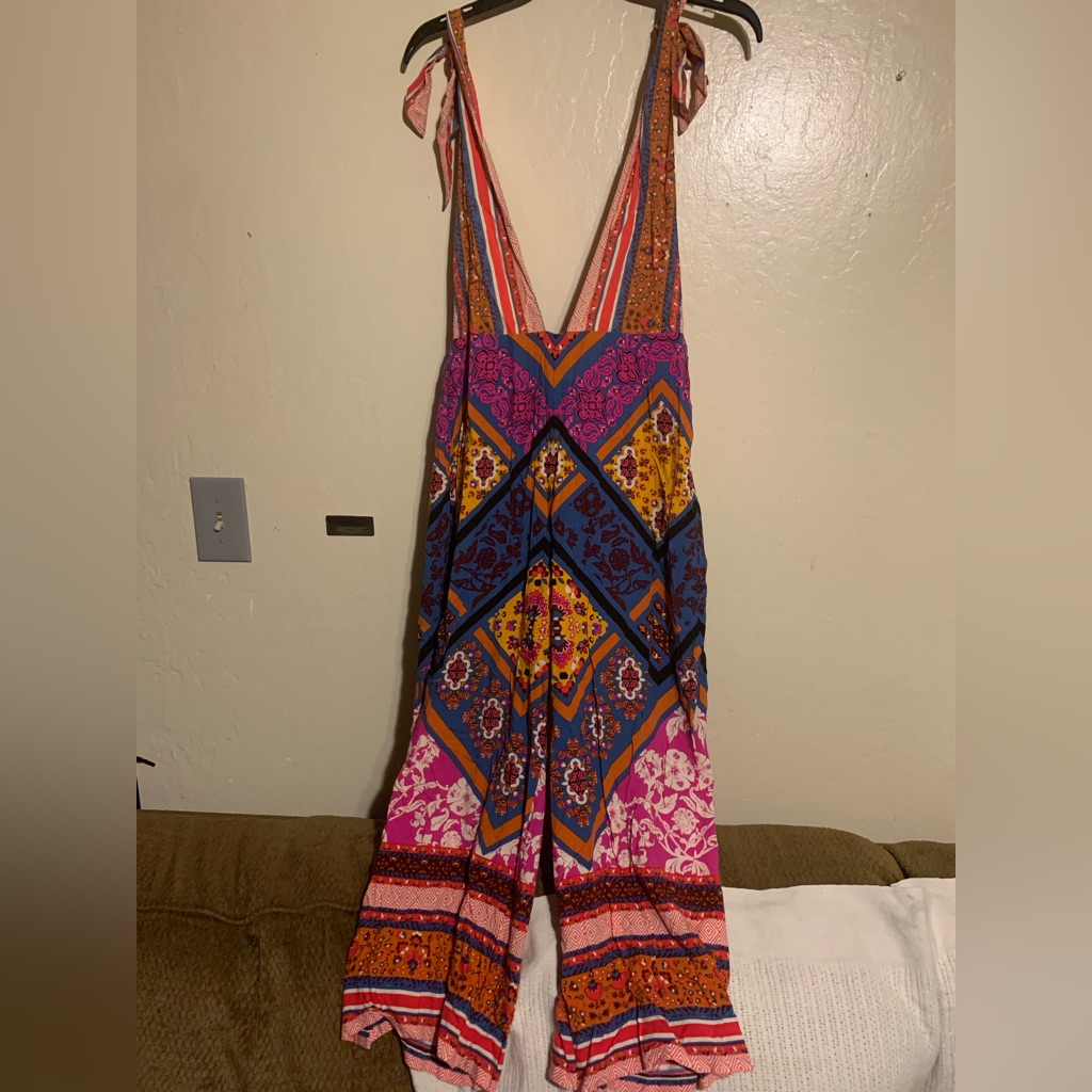 Women's Free People Bohemian Maritzah Boho Colorful Jumpsuit Romper Size 6